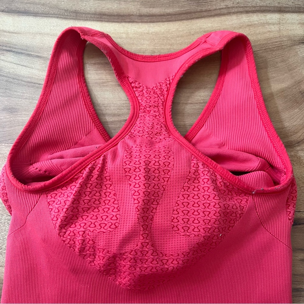 RARE Lululemon Athletica Run Heartbeat Coral‎ Pink Athletic Tank Top 4 - Picture 5 of 13